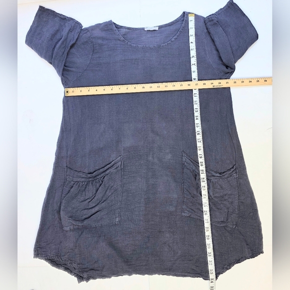 Made In Italy Linen/cotton Blend Blue Tunic With Pockets. MED. - Picture 5 of 10